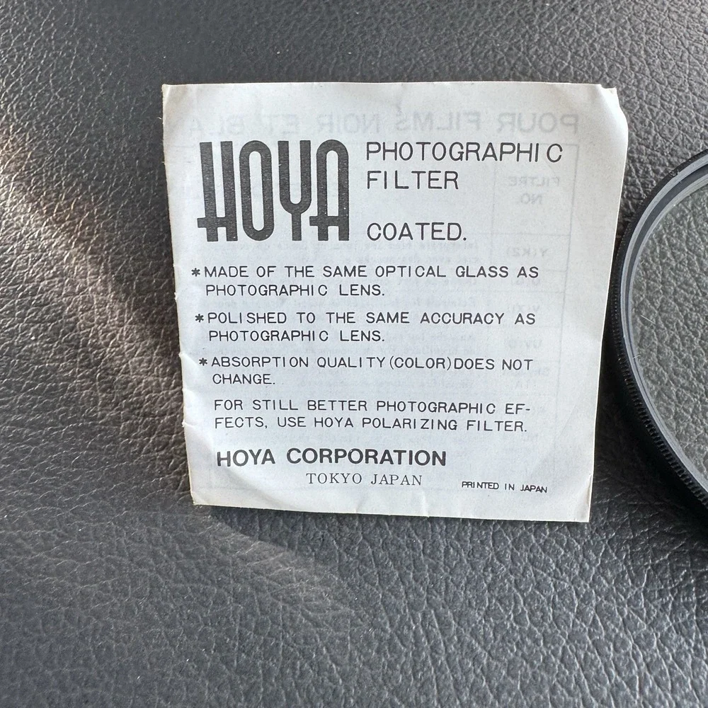 Hoya HMC UV (0) Filter Made in‎ Japan - Multicoated With Manual